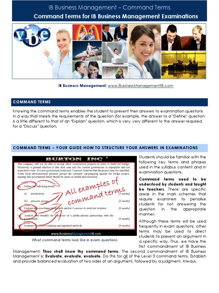 Ib Business Management Command Terms PDF Download Free PDF