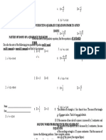 Answer Sheet (Quadratic Equations)