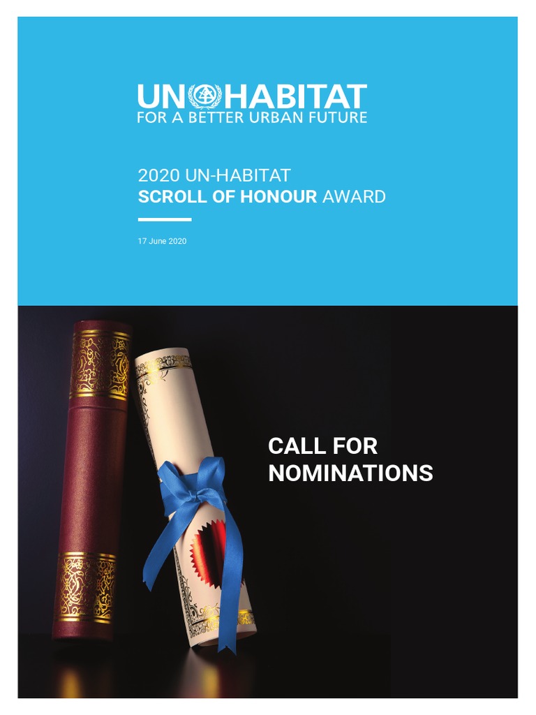 Scroll of Honour Guidelines PDF United Nations Human Settlements