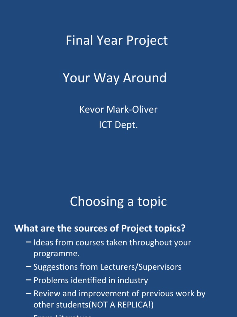 Final Year Project Topic Guide | PDF | Educational Technology | Scope ...