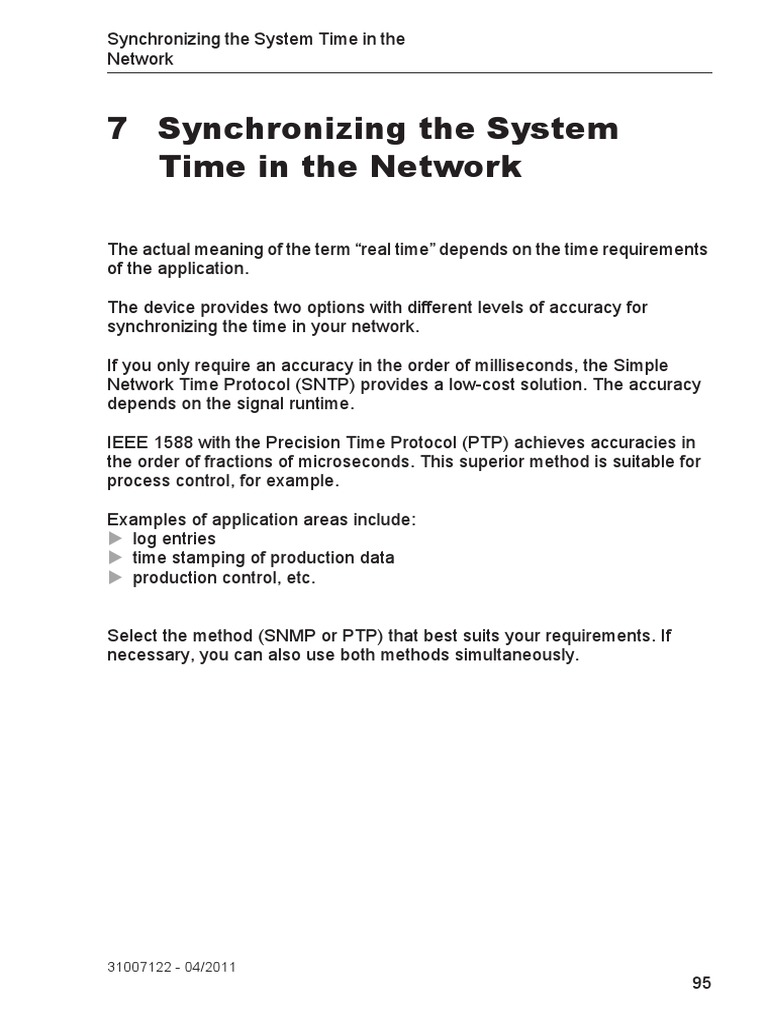 SNTP and PTP Time Synchronization Guide | PDF | Ip Address | Computer ...
