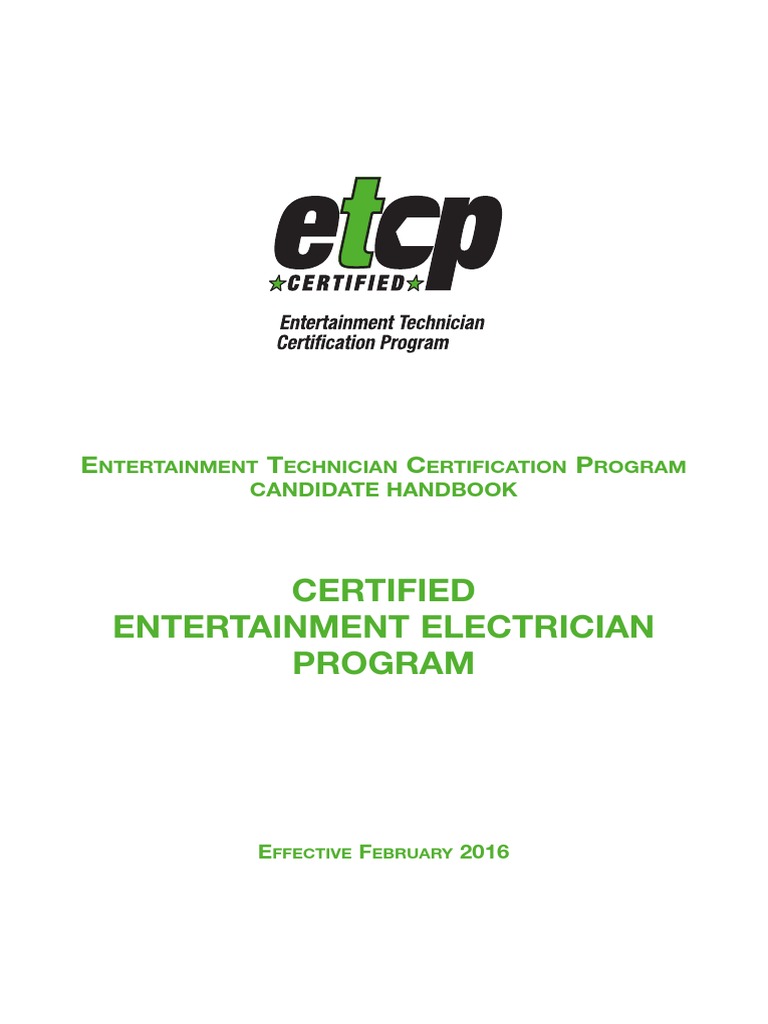 Certified Entertainment Electrician Program: E T C P | PDF | Test ...