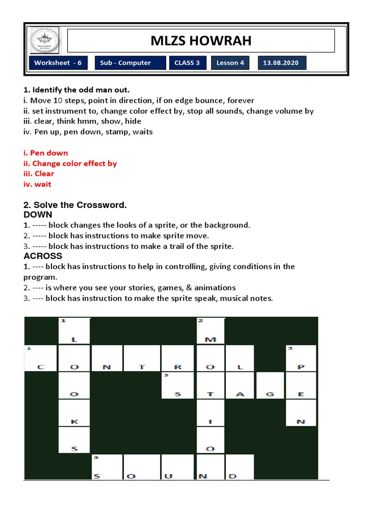 CLASS 3 Computer WKT 6 13 TH Aug CH 4 | PDF
