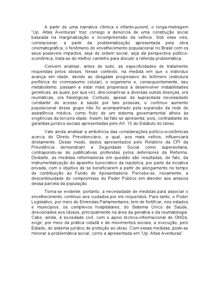 Envelhecimento e Desafios no Brasil | PDF | Terceira idade | Envelhecimento