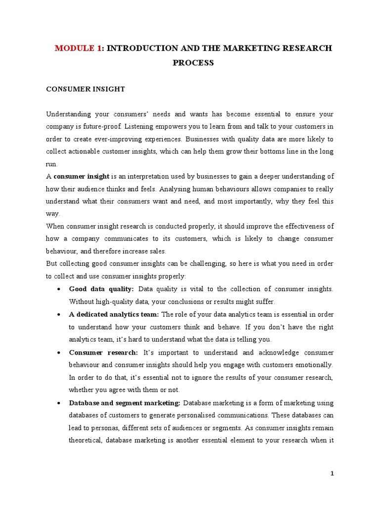 Study Material MR - Modules 1 and 2 | PDF | Focus Group | Marketing ...