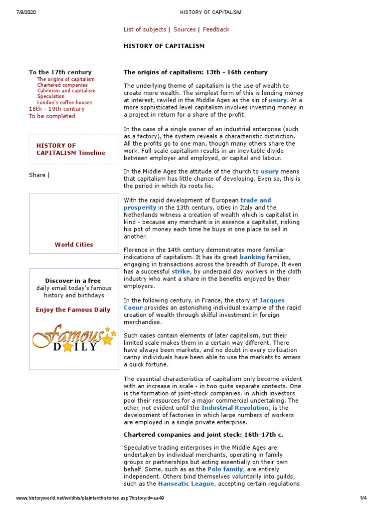 Origins and Evolution of Capitalism | PDF | Joint Stock Company ...