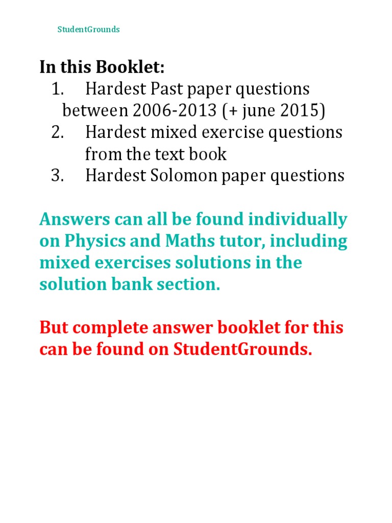 Edexcel C2 Hardest Questions