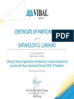 Certificate of Participation: Sarahglen G. Lumanao