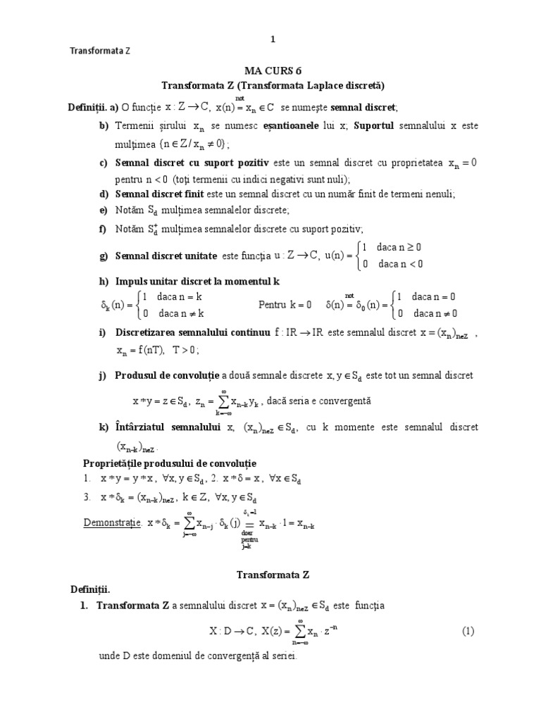 MA Curs 6 Transformata Z | PDF