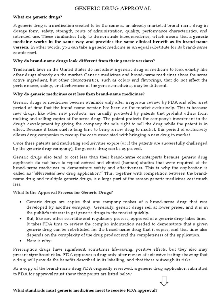 Generic Drug Approval PDF Generic Drug Over The Counter Drug