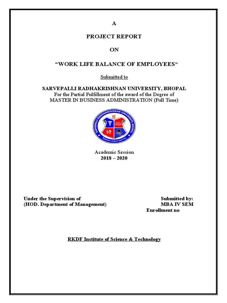 Work-Life Balance of Employees Report | PDF | Work–Life Balance ...