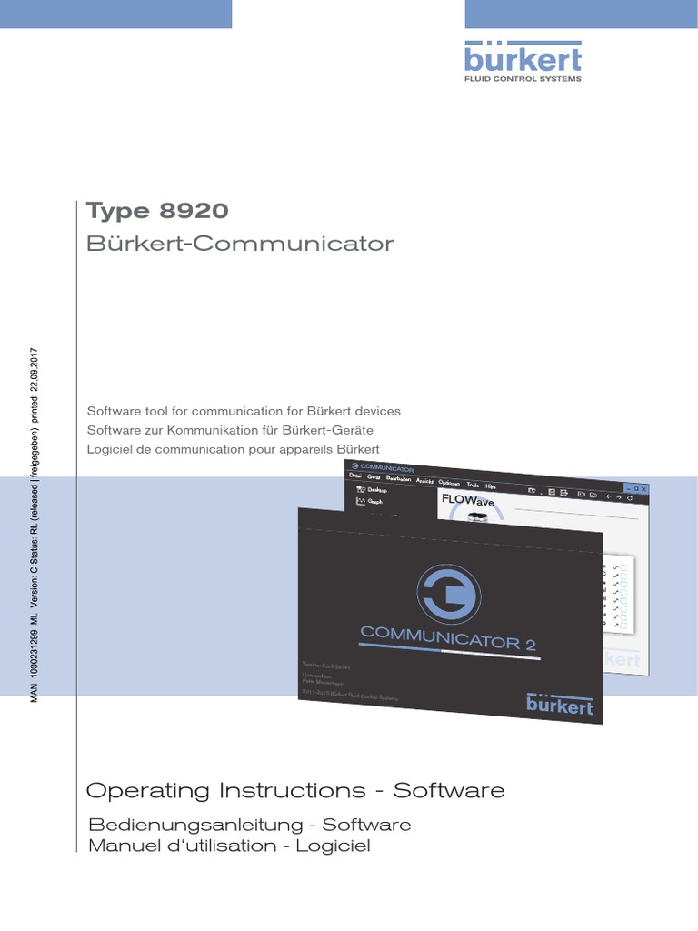 Burkert Communicator SoftwareEUML PDF Icon Menu