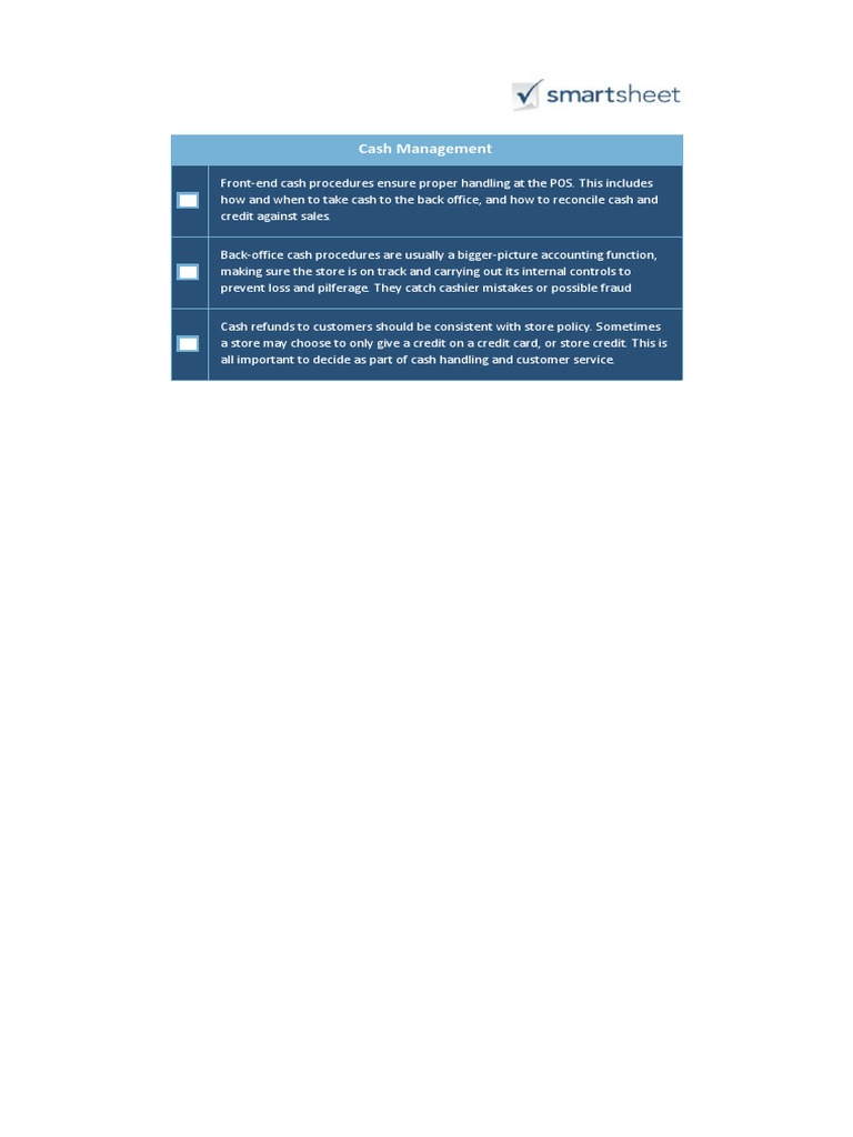 Cash Management Checklist PDF | PDF | Finance & Money Management | Law