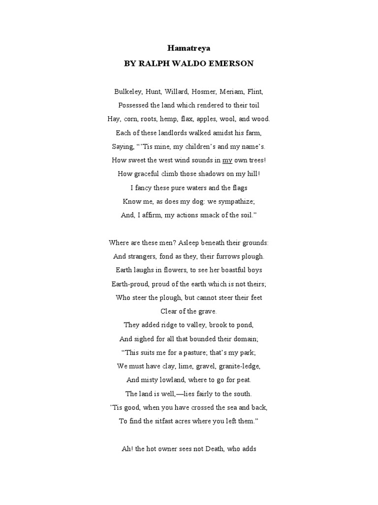 Hamatreya by Ralph Waldo Emerson PDF