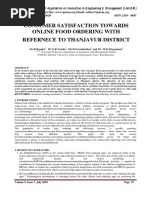 CONSUMER SATISFACTION TOWARDS ONLINE FOOD ORDERING WITH REFERNECE TO THANJAVUR DISTRICT