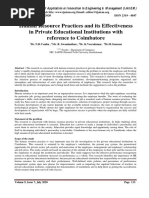Human Resource Practices and its Effectiveness in Private Educational Institutions with reference to Coimbatore