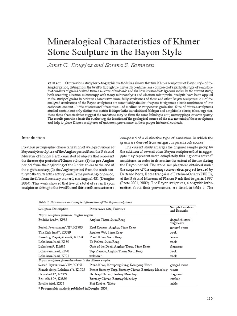 Douglas and Sorensen Mineralogical Characteristics of Khmer Sculpture
