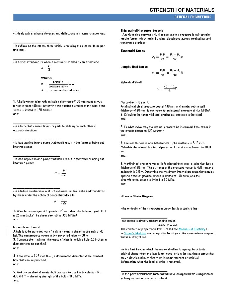 Strength of Materials | PDF | Strength Of Materials | Deformation ...