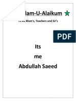 Assalam-U-Alaikum: To All Mam's, Teachers and Sir's