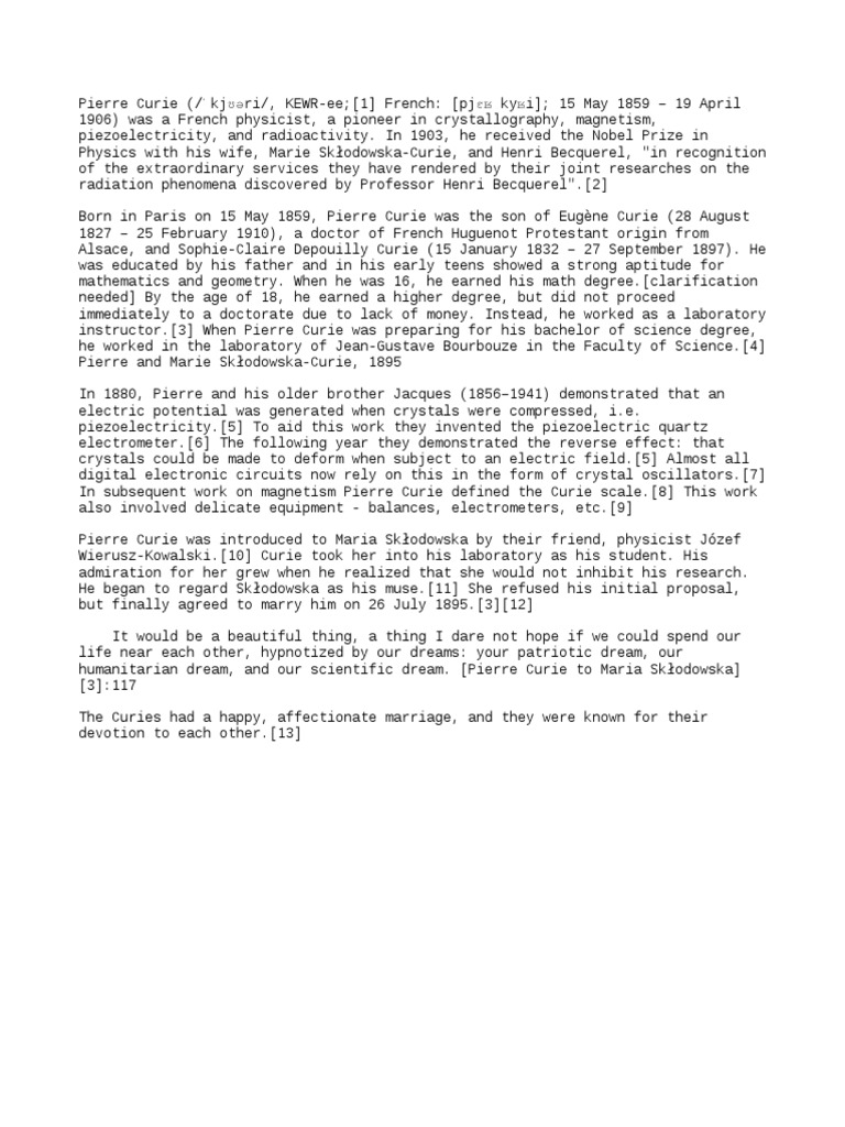 Pierre Curie Pdf Physics Science