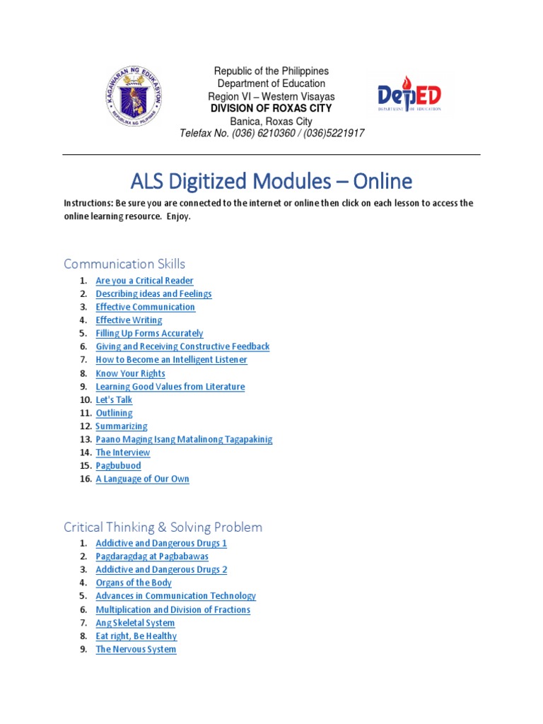 ALS Online Learning Modules | PDF | Ratio | Nature