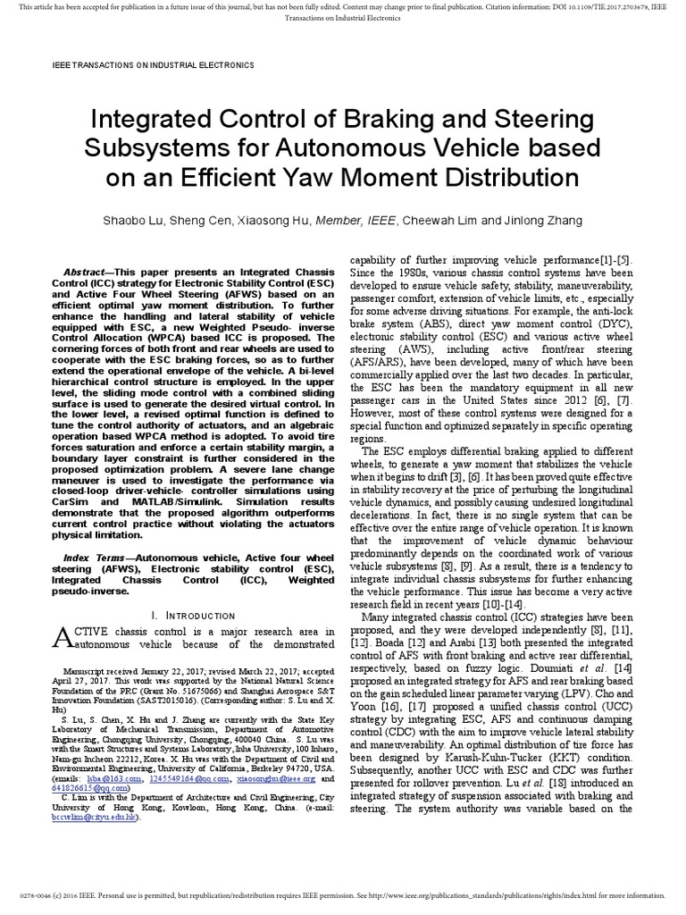 Integrated Control of Braking and Steering | PDF | Flight Dynamics ...