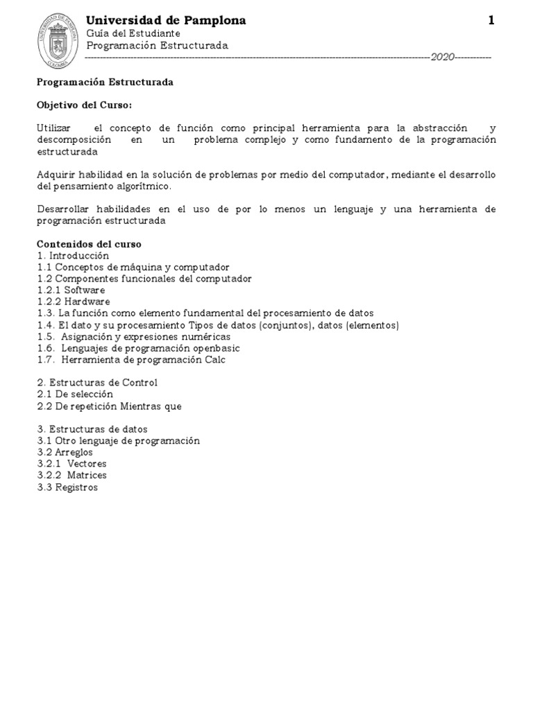 2020 GuiaProgramacionEstructurada PDF | PDF | Programa de computadora ...