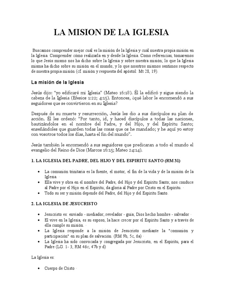 Misión de la Iglesia Católica | PDF | Sacramentos | Iglesia Católica
