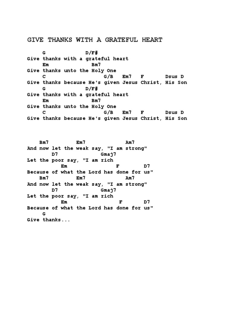 Give Thanks with a Grateful Heart Lyrics | PDF