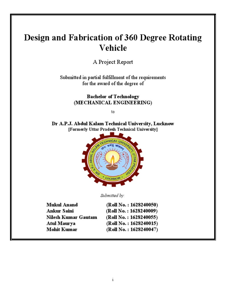 360 Degree Rotating Vehicle Project Report | PDF | Vehicles | Engineering