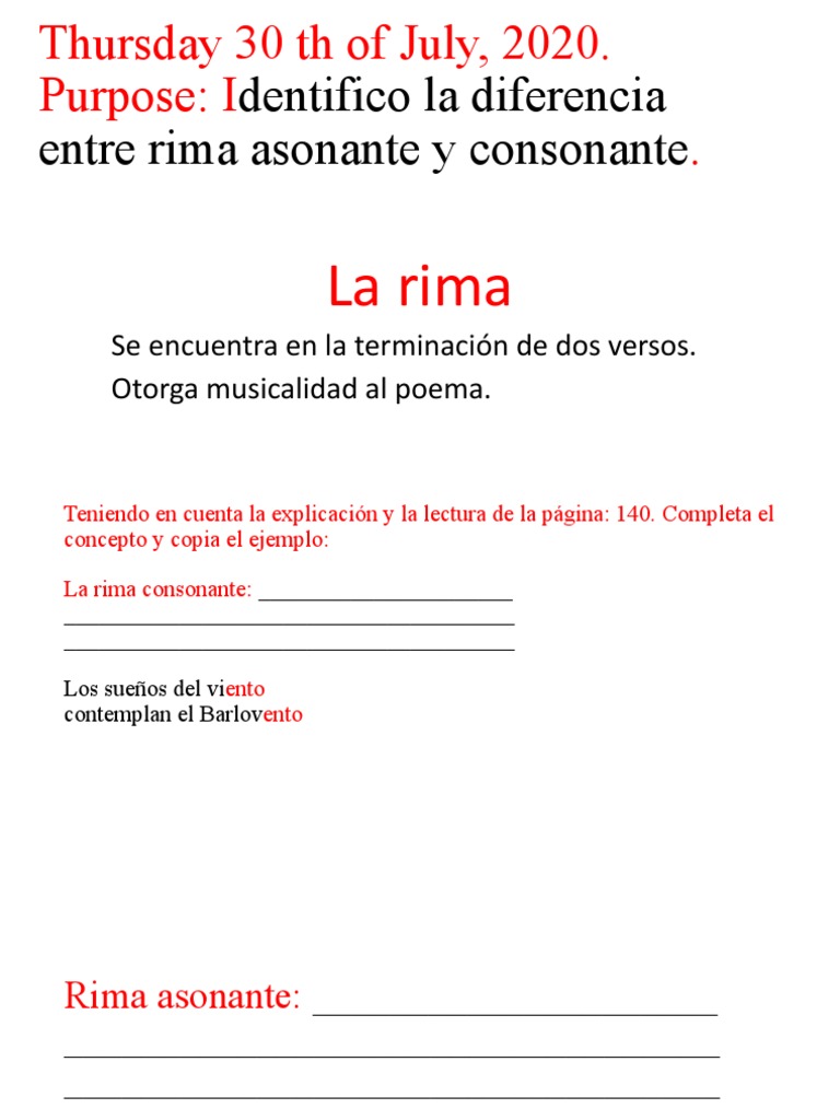 Diferencias entre rima asonante y consonante | PDF | Poesía