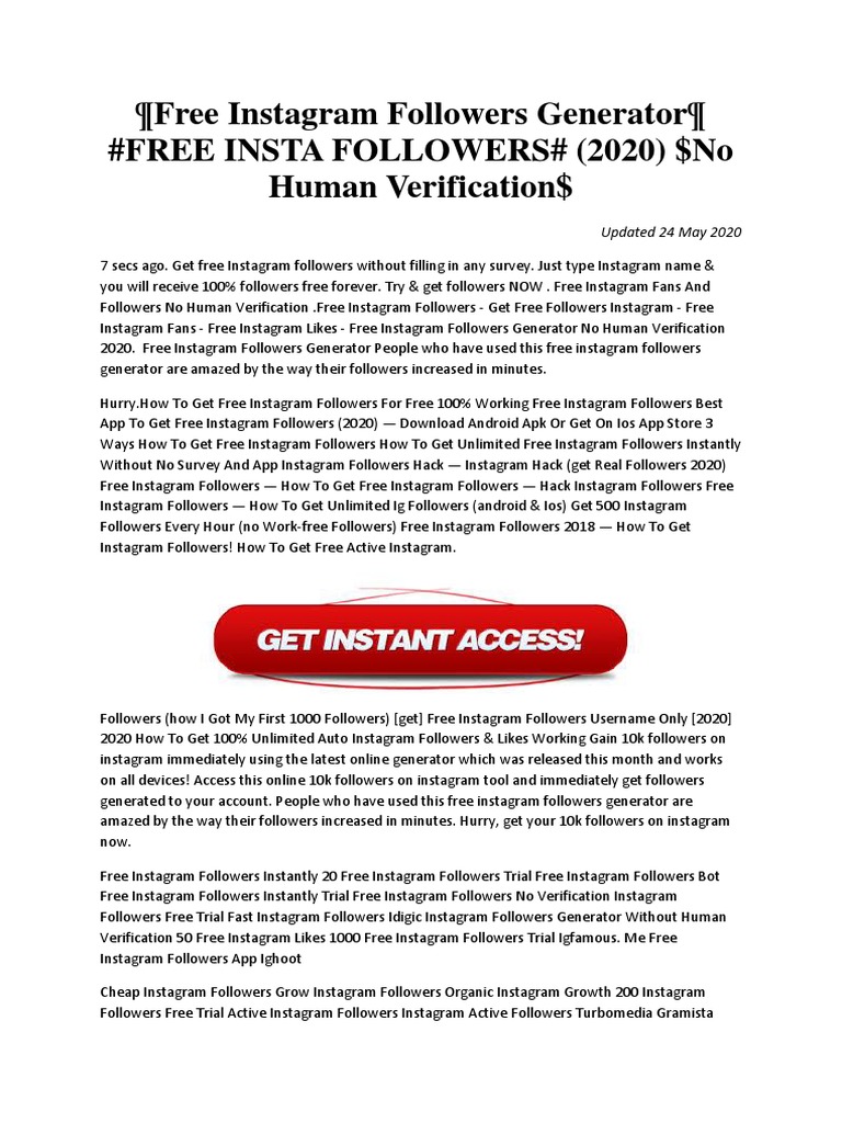 Free Instagram Followers Generator Free Insta Followers (2020) no