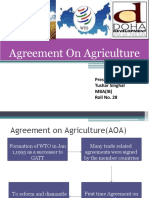 Agreement On Agriculture: Presented By: Tushar Singhal Mba (Ib) Roll No. 28