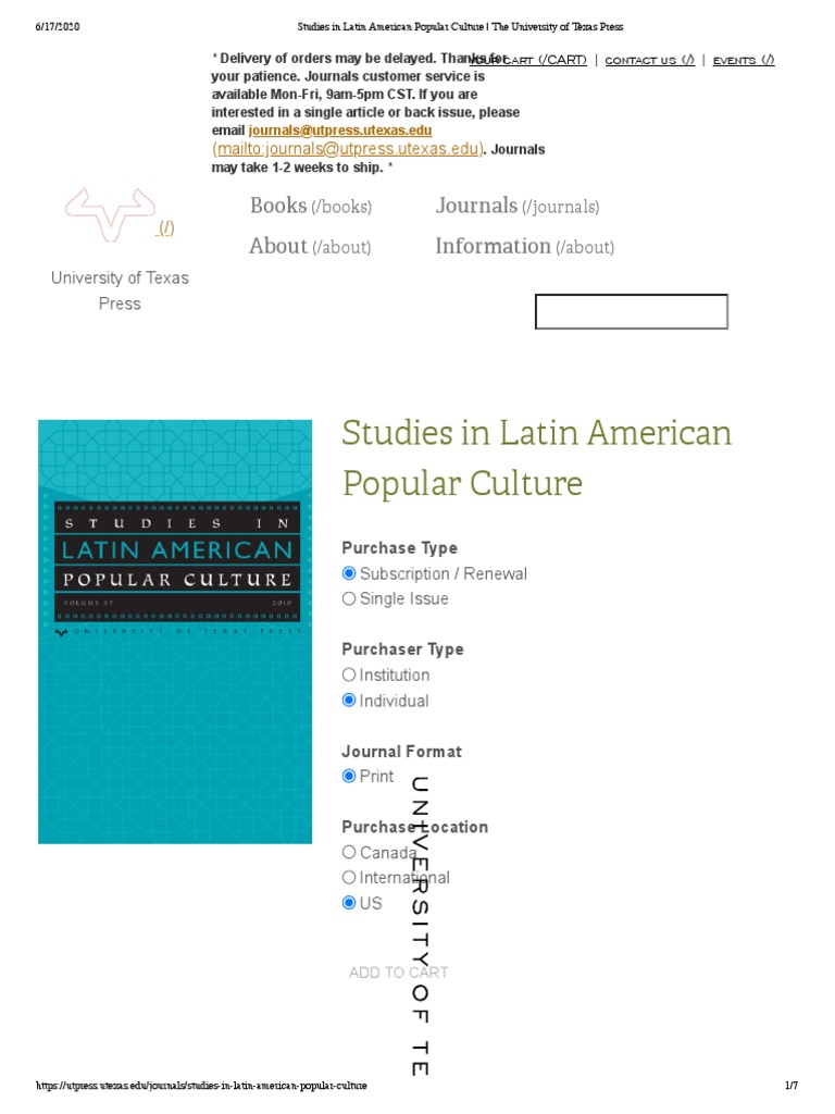 Studies in Latin American Popular Culture: Books Journals About