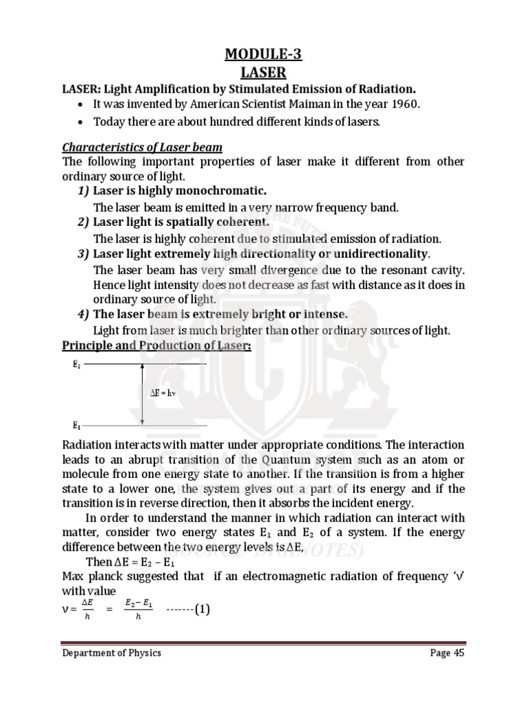Understanding Laser Principles and Properties | PDF | Holography | Laser