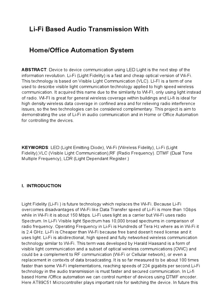 Li-Fi Audio Transmission for Automation | PDF | Amplifier | Wi Fi