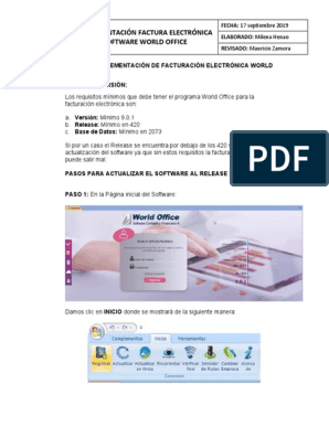 Manual Implementación de Facturación Electrónica World Office | PDF |  Factura | Software