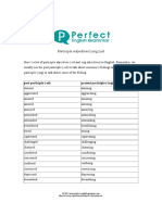 Participle Adjectives Long List: Past Participle (-Ed) Present Participle (-Ing)
