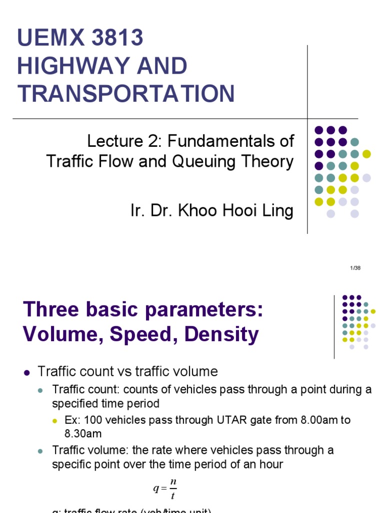 UEMX 3813 LECTURE FUNDAMENTALS TRAFFIC FLOW QUEUING | PDF | Poisson ...