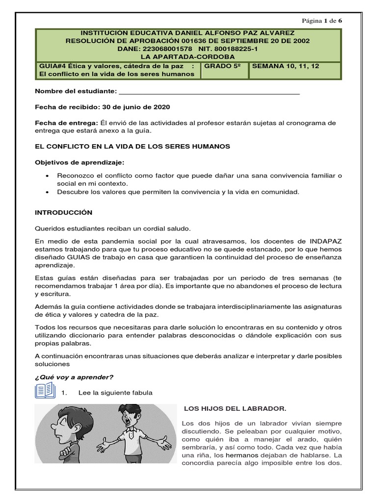 Guía # 4 Etica y Valores Grado 5ºA, 5ºB | PDF | Las emociones ...
