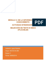 Actividad Integradora 3 Seleccion de Texto e Ideas Aplicables