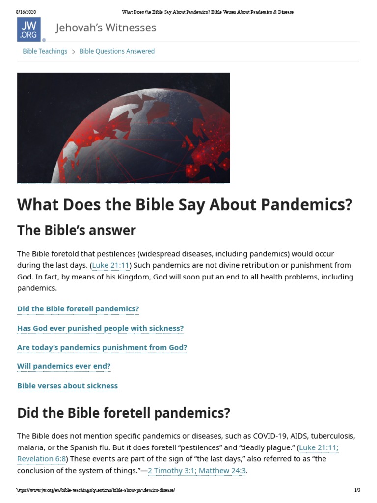 What Does The Bible Say About Pandemics Bible Verses About Pandemics