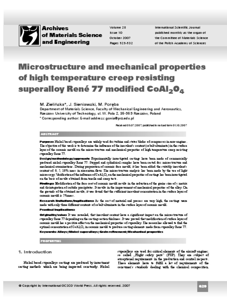 4 Microstructure and Mechanical Properties of High Temperature Creep ...
