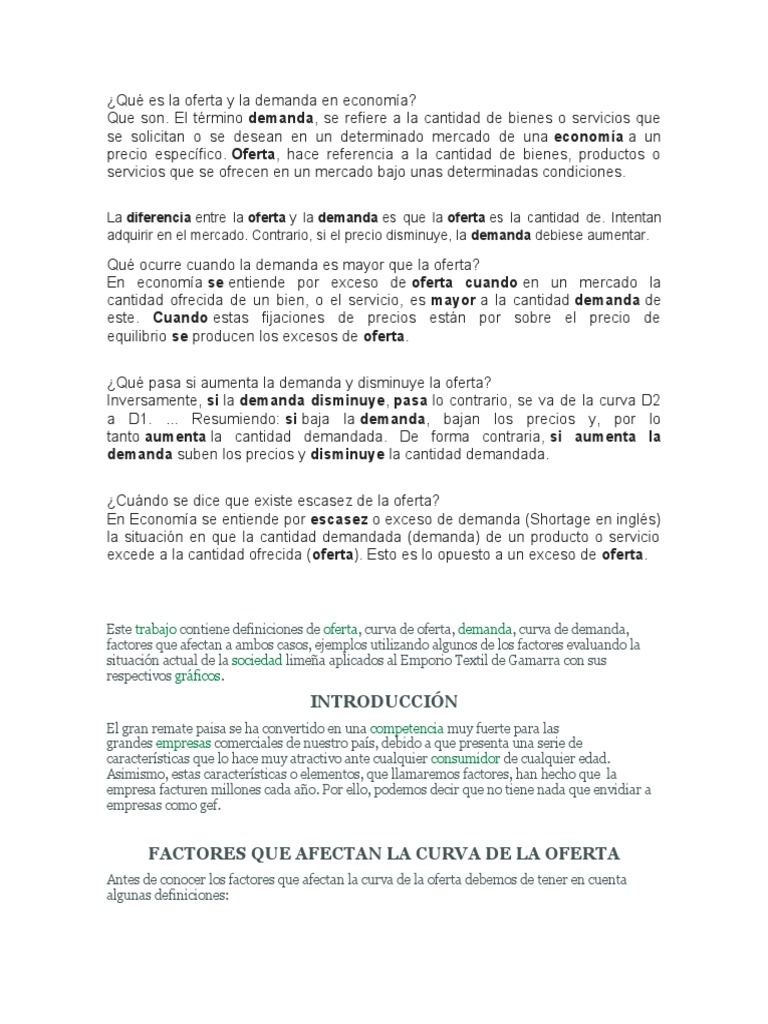 Oferta y Demanda en Economía Explicados | PDF | Oferta y demanda ...