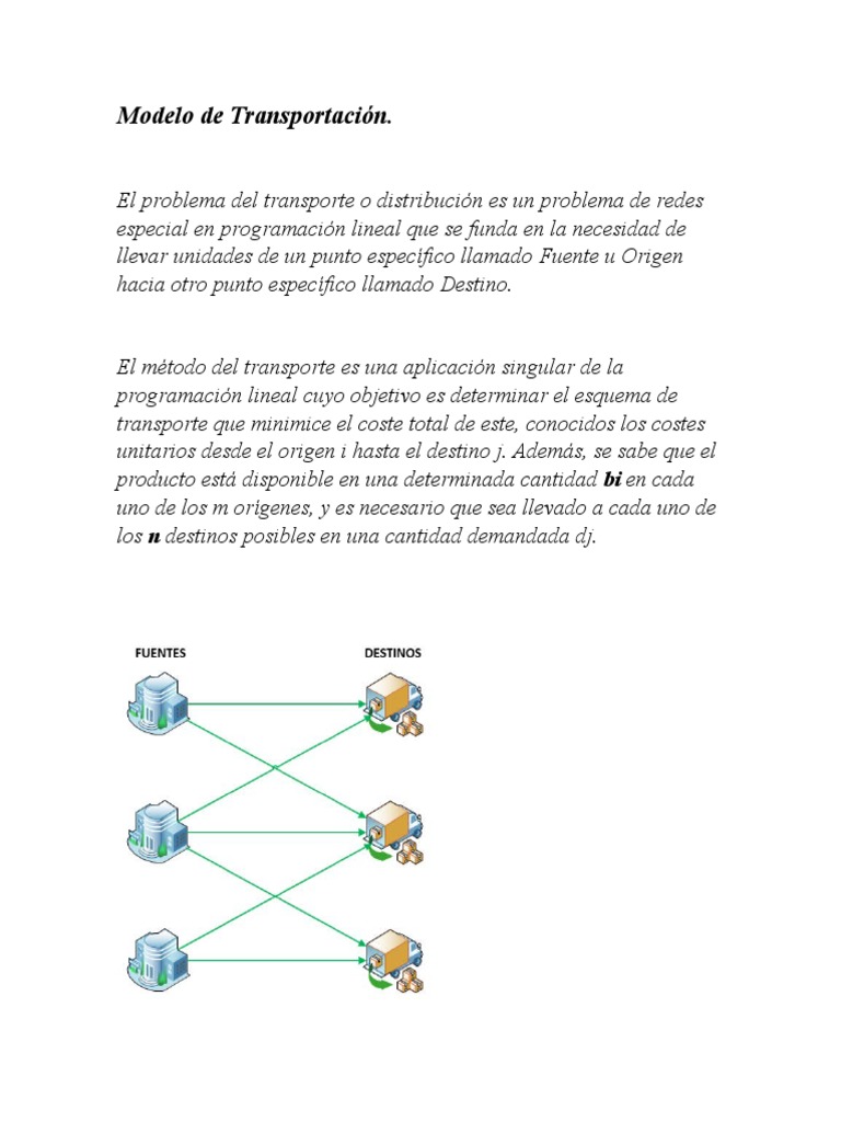 Modelo de Programación Lineal de Transporte | PDF | Programación lineal ...