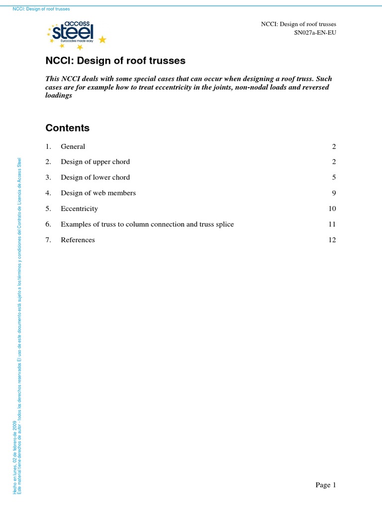 Design Of Roof Trusses Pdf Truss Buckling