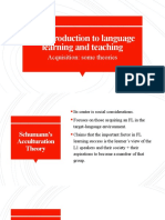 Acquistion - Some Theories, Schumann's Acculturation Theory