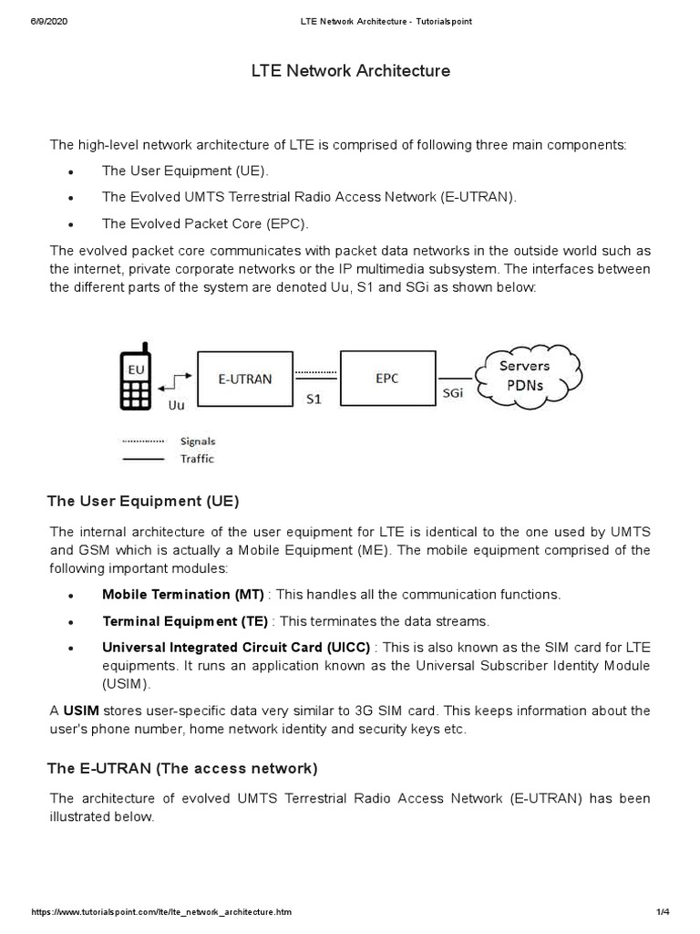 LTE Network Architecture - Tutorialspoint | PDF | Computer Network ...