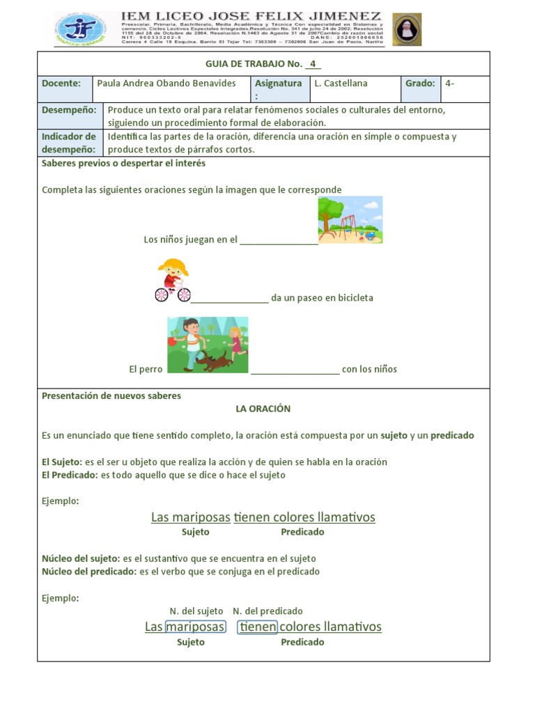 Hoja De Trabajo De Oraciones Simples Y Compuestas De Tercer Grado