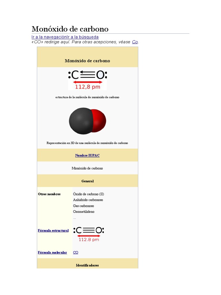 Monóxido de Carbono | PDF | Monóxido de carbono | Química
